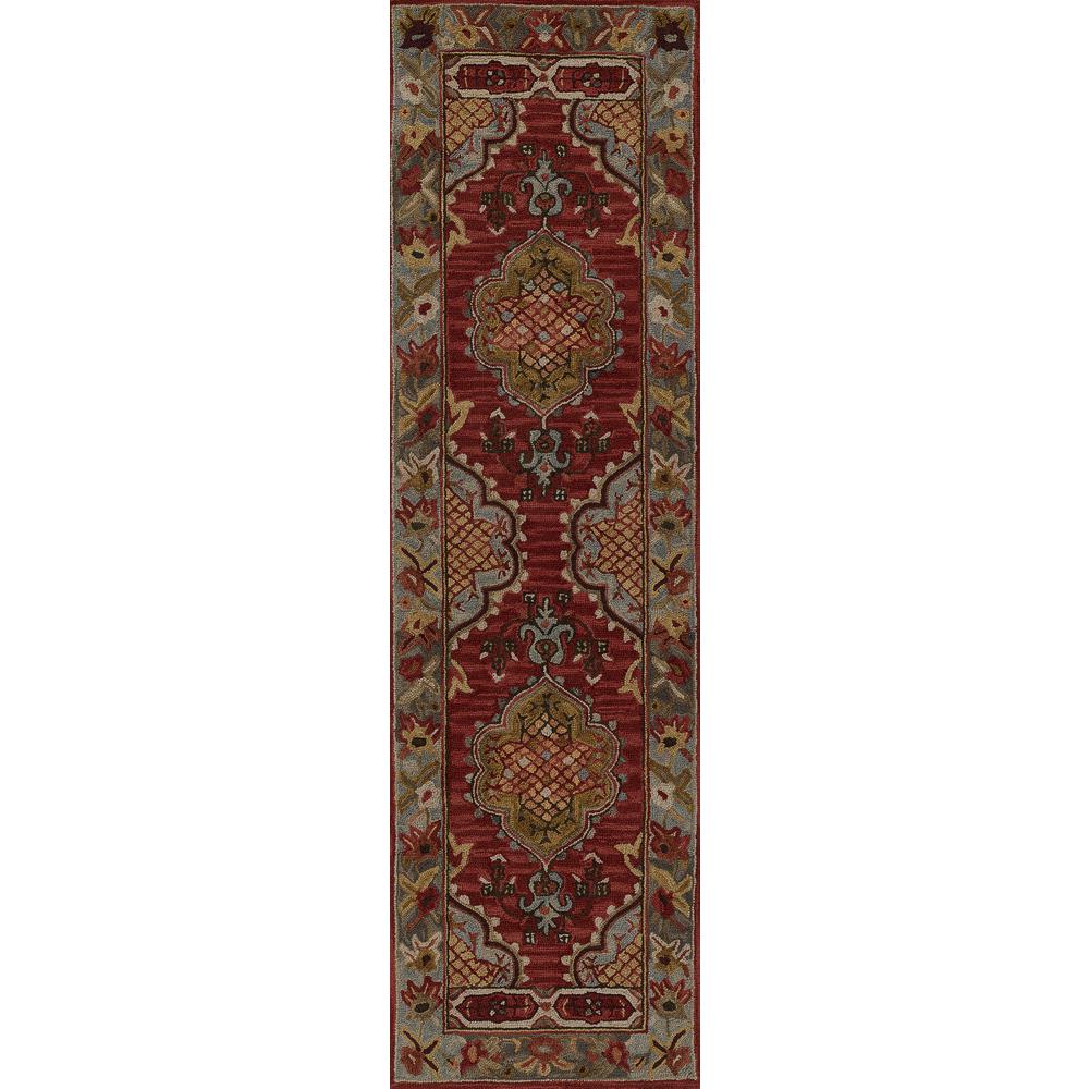 Traditional Rectangle Area Rug, Red, 2' X 3'