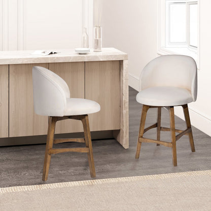 Garet Swivel Counter Stool - Rustic Natural Finish