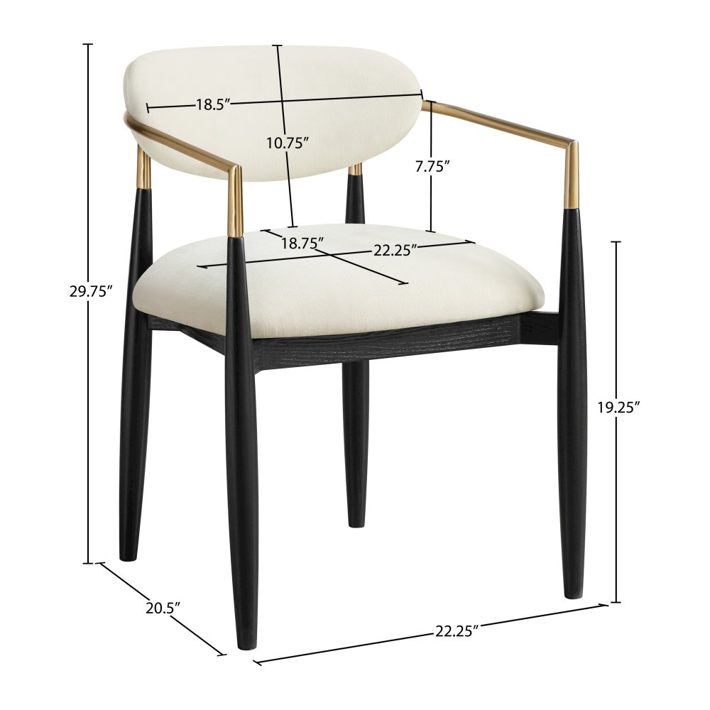 Riccio Beige Performance Fabric Upholstered Dining Arm Chair, Set of 2