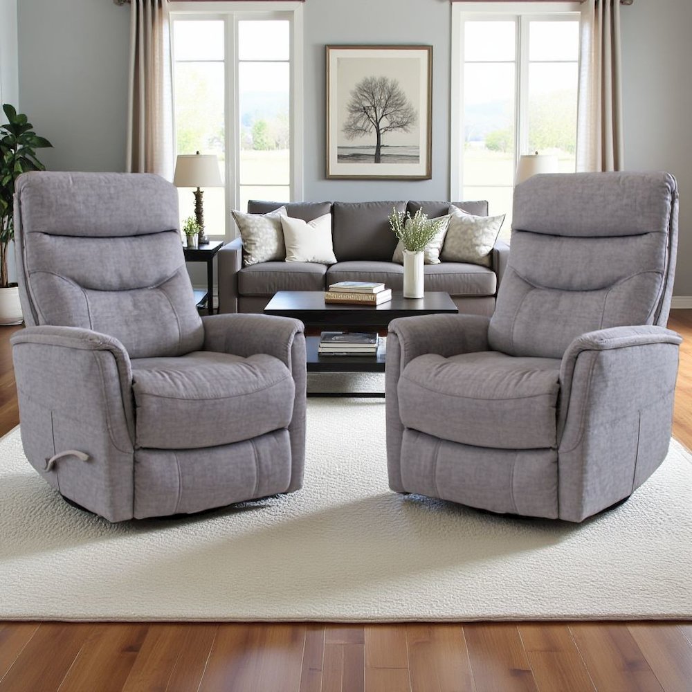 Capri Silver Recliner Nursery Glider Set – Elegant Boucle Chairs for Comfort