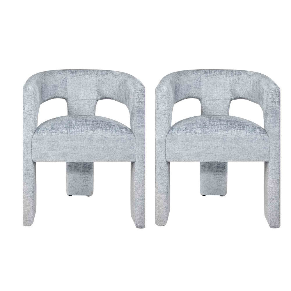 Jacquard Modern Accent Armchair, Sculptural Frame, Blue, Set of 2