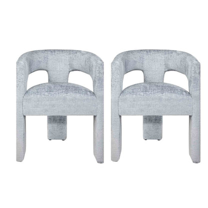 Jacquard Modern Accent Armchair, Sculptural Frame, Blue, Set of 2