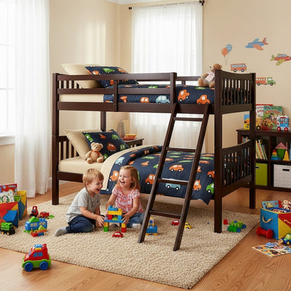 FR Twin Over Twin Bunk Bed Espresso