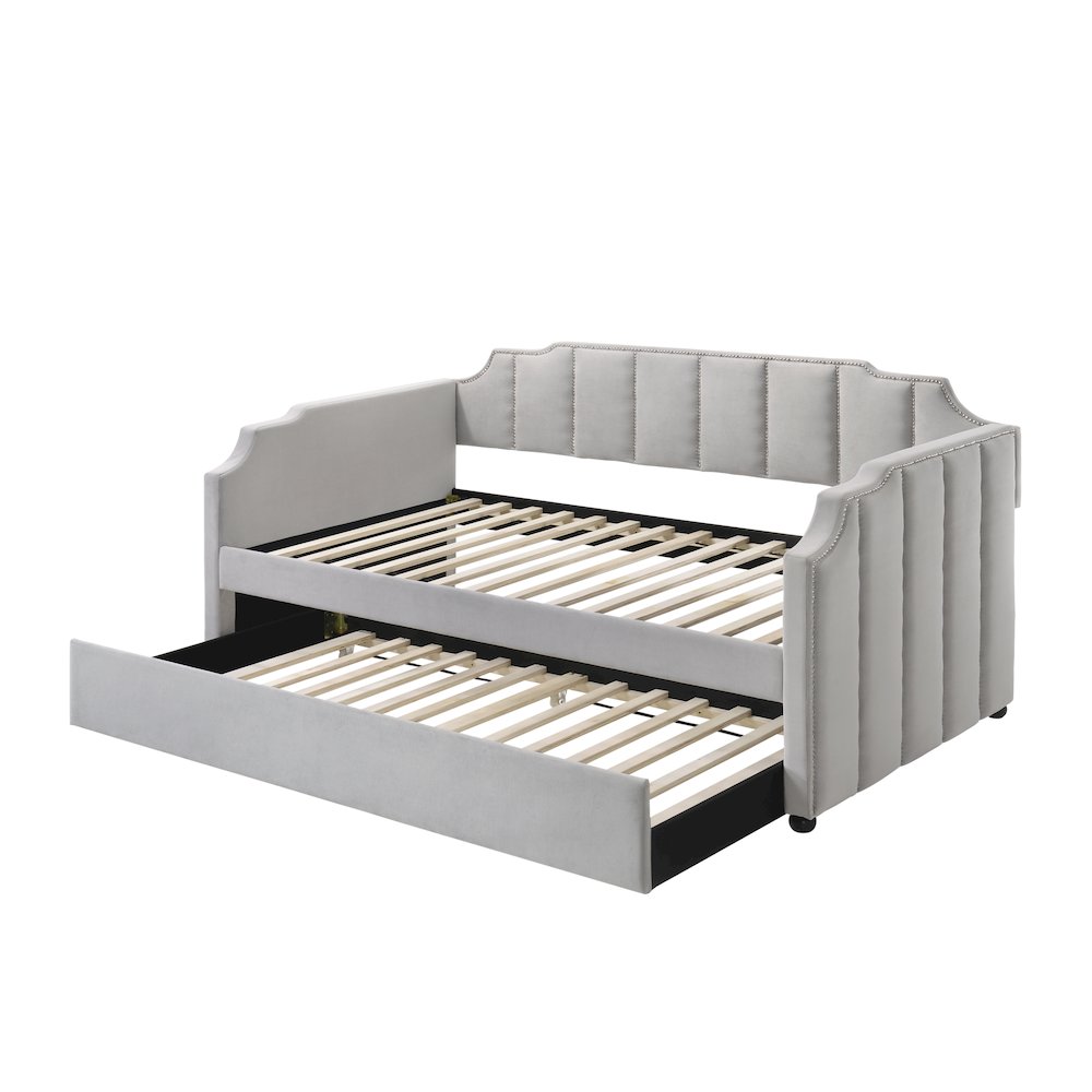 Peridot Daybed w/Trundle (Twin), Dove Gray Velvet