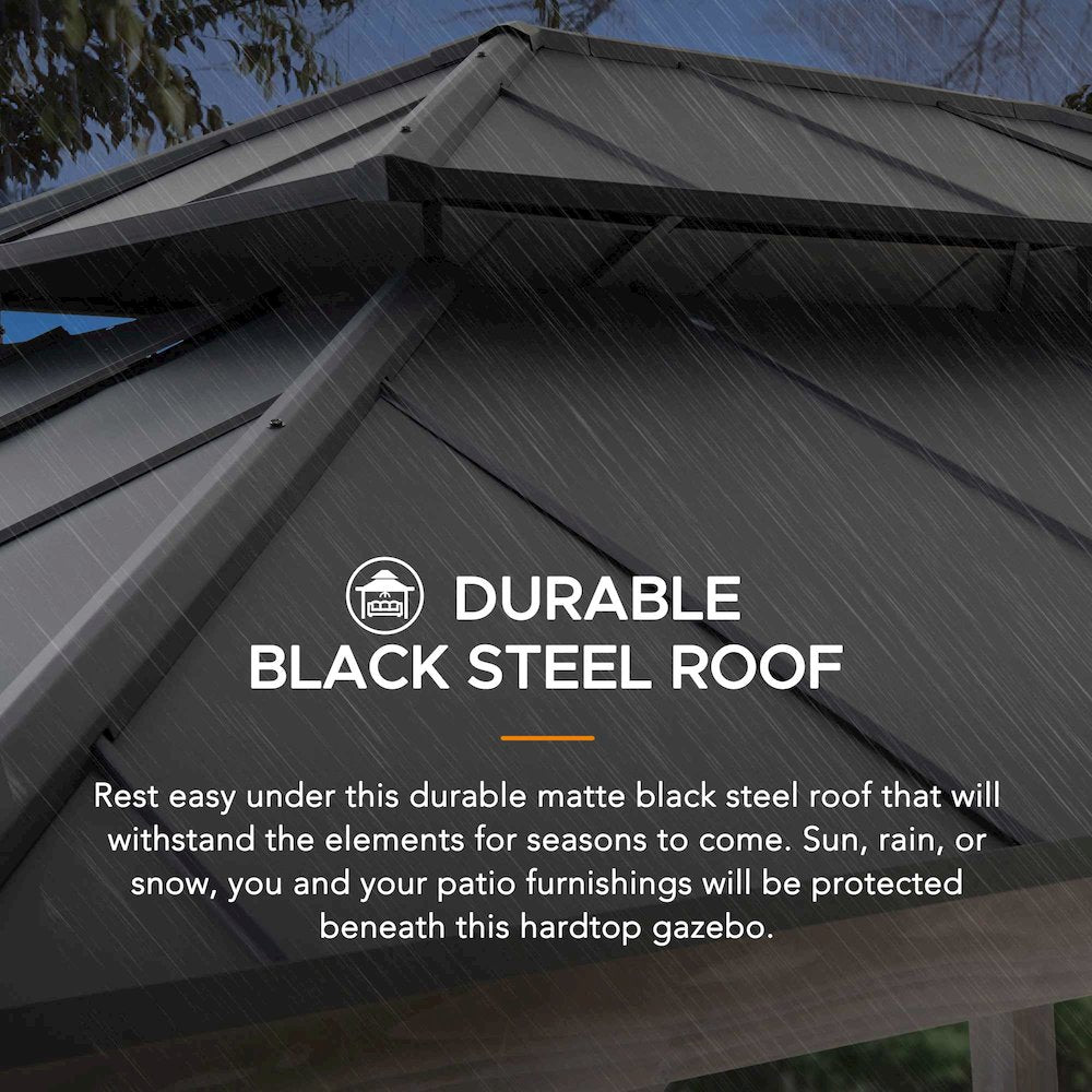 Sunjoy 12x16 ft. Wood Outdoor Patio Steel Hardtop Gazebo