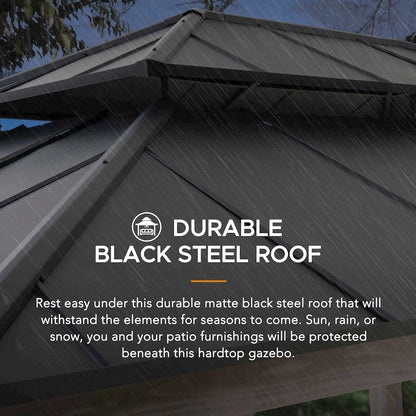 Sunjoy 12x16 ft. Wood Outdoor Patio Steel Hardtop Gazebo