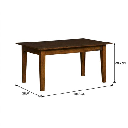 Rustic Amber Rectangle Dining Table with Distressed Finish and Adjustable Length