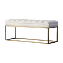 Fabric-Upholstered Dining Bench with Channel-Stitched Seat, Shortbread