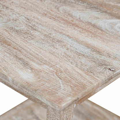 White Wash Coastal Solid Hand-Made Wood Rectangle Coffee Table