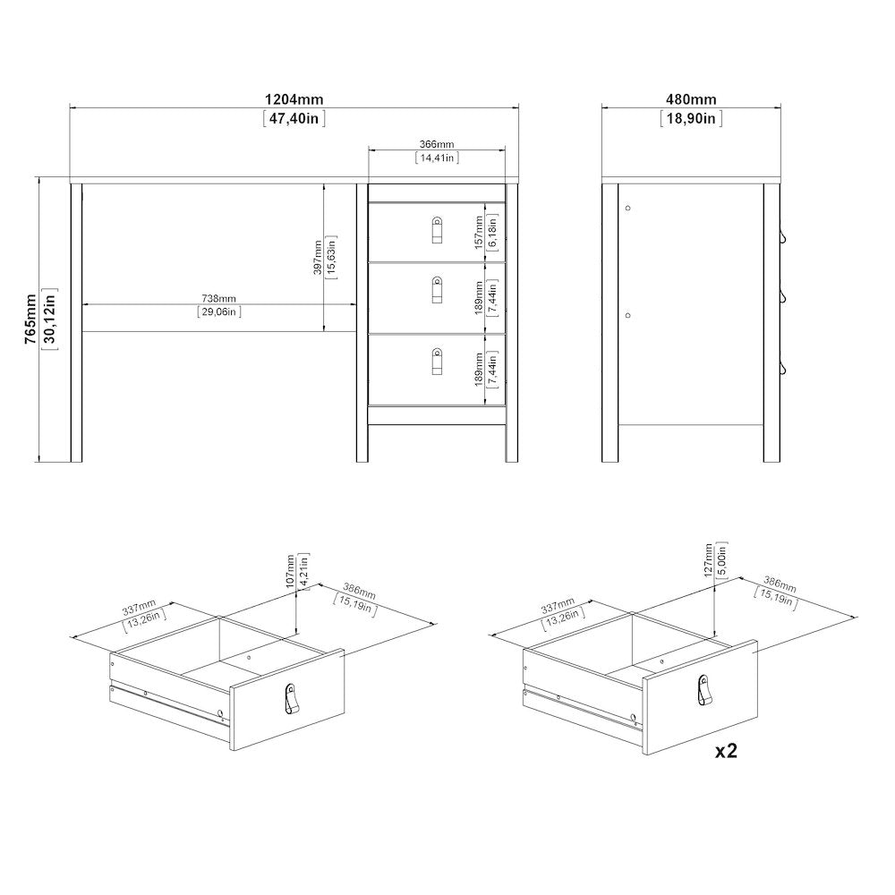 Madrid 2-Piece Home Office Set with Desk and Bookcase, White