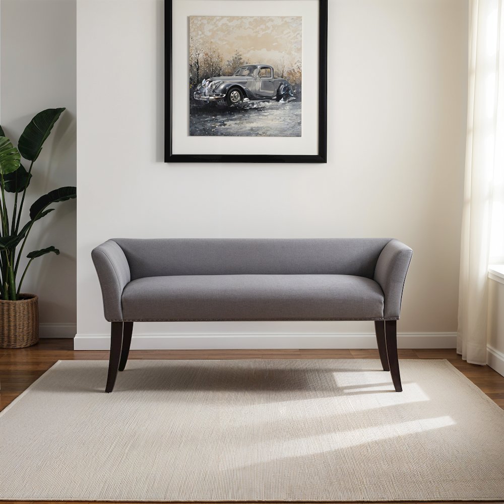 Blue Storage Bench with Solid Wood Frame and Upholstered Seat for Bedroom