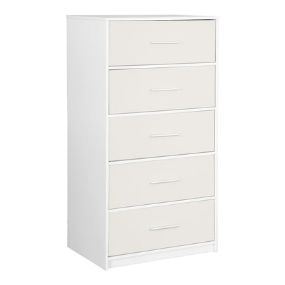 5-Drawer Dresser with Large Fabric Drawers, White