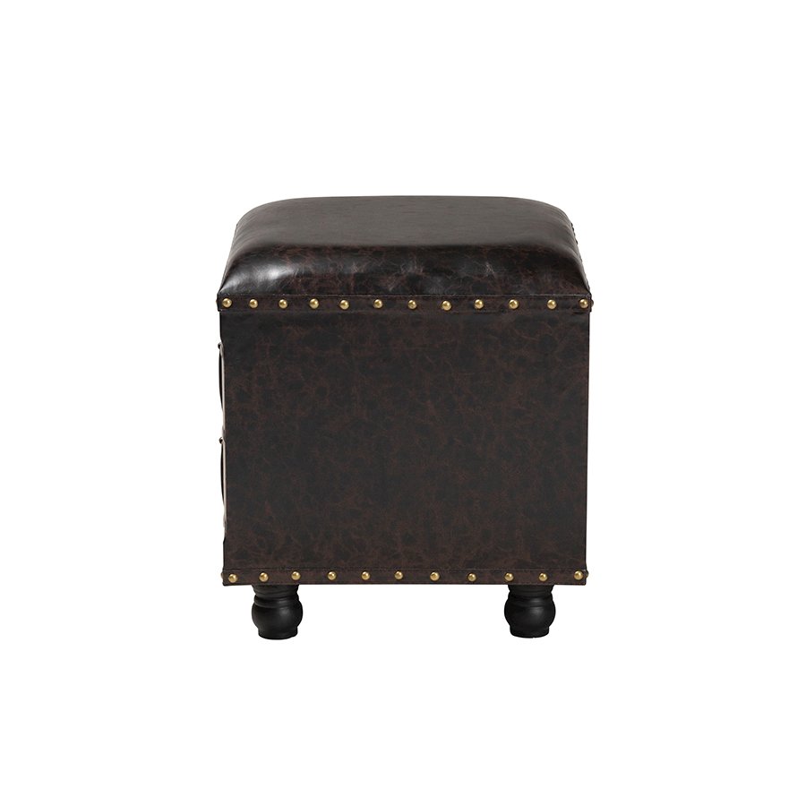 Leather Upholstered Wood Storage Ottoman