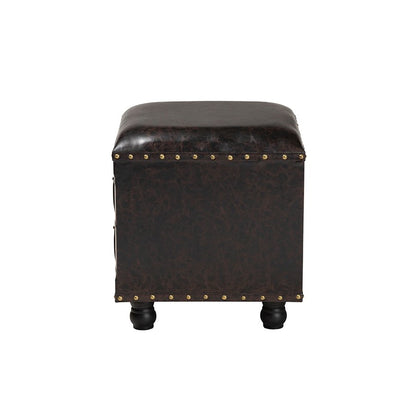 Leather Upholstered Wood Storage Ottoman