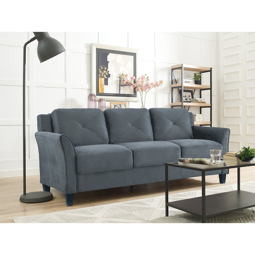 Hartford Sofa Rolled Arms Dark Grey