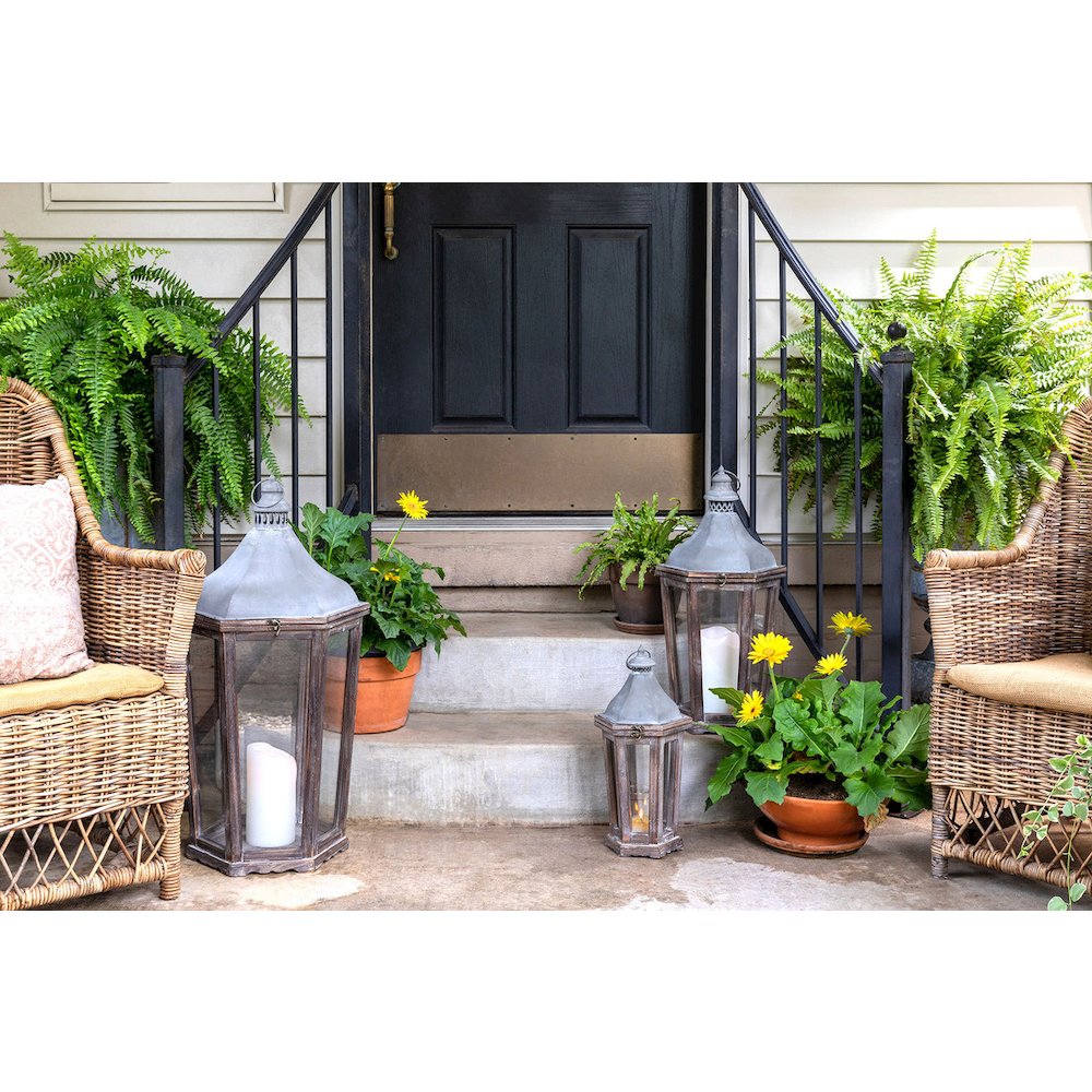 Wood & Galvanized Metal Lantern Large