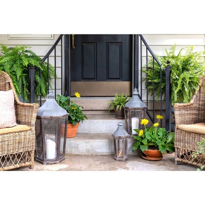 Wood & Galvanized Metal Lantern Large