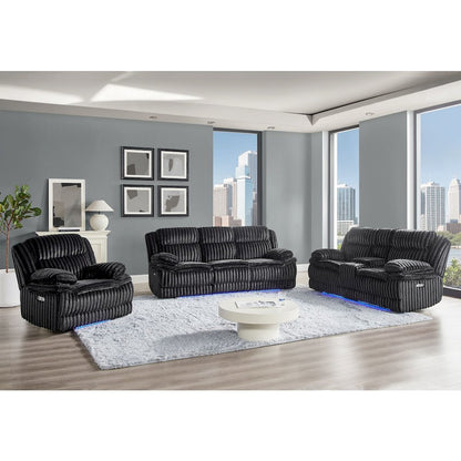 U8686 Black Pwr Console Rec Loveseat With Led And Hidden Drawer