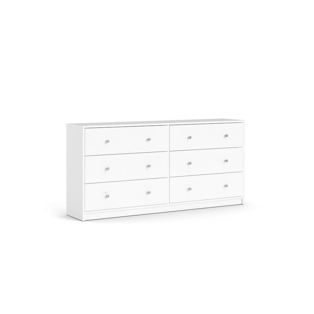 Furnifact -  White Dresser for Bedroom – Modern 6 Drawer Dresser with Spacious Storage – Sleek White Dresser and Bedroom Dresser for Clothes and Essentials