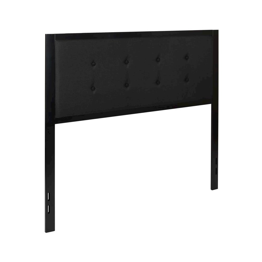 Metal Tufted Upholstered Full Size Headboard in Black Fabric