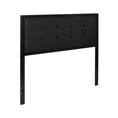 Metal Tufted Upholstered Full Size Headboard in Black Fabric