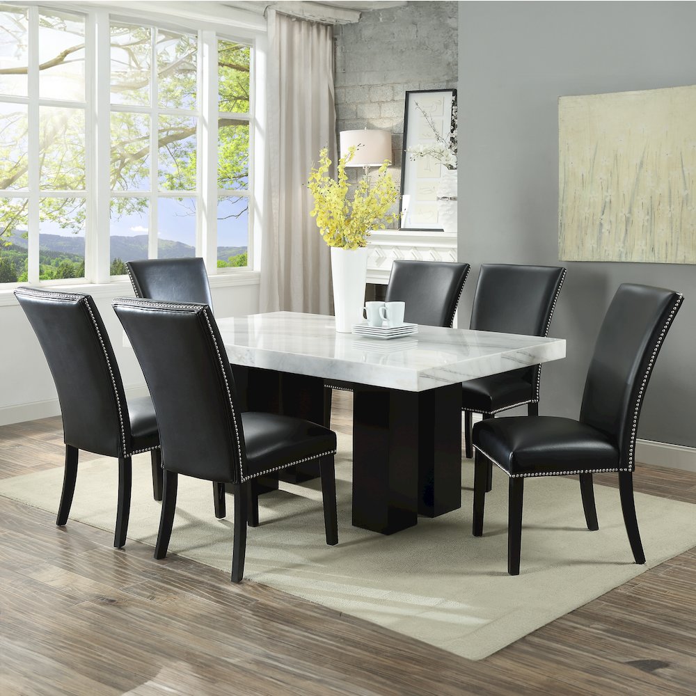 Camila 9PC Square Dining Set Black Chair