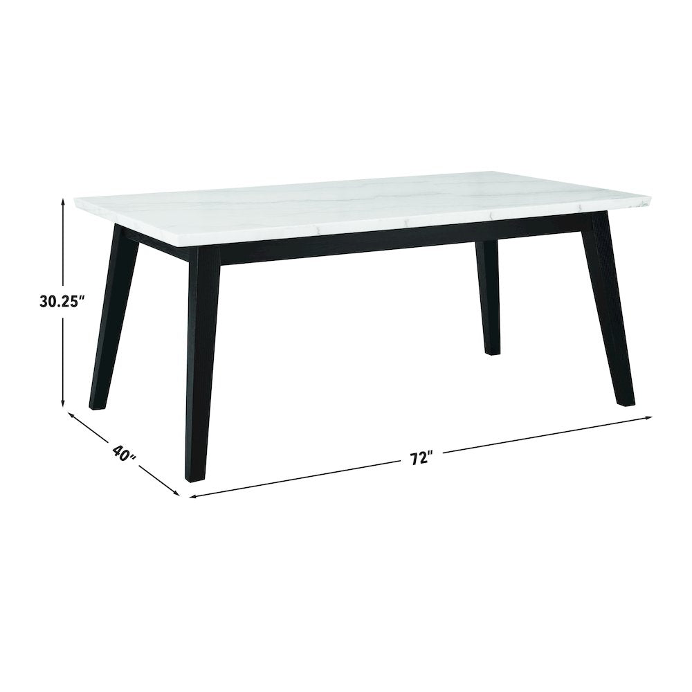 Vida 5-Piece White Marble Dining Set, Black Finish