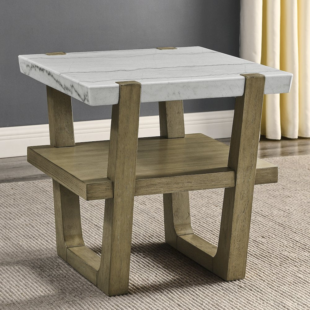 Perth White Marble 3-Piece Table Set (Cocktail, End & Sofa Table)