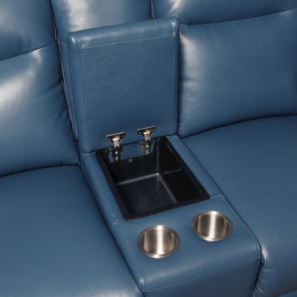 Sansa Power Reclining Console Loveseat - Ocean