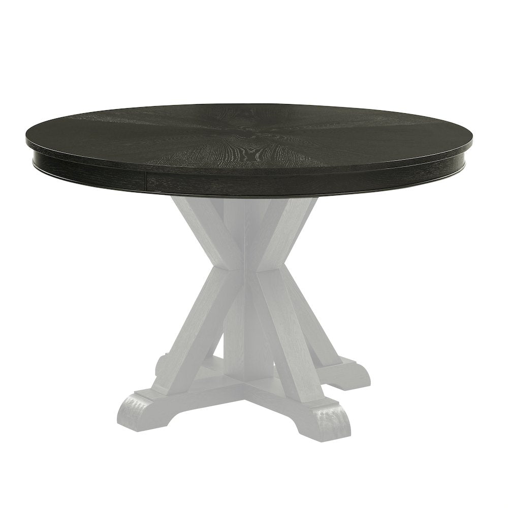 Rylie Dining Table with Game Top, Black Finish with Sand Vegan Leather