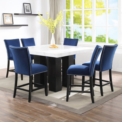 Camila Square 7PC Counter Set Blue Chair