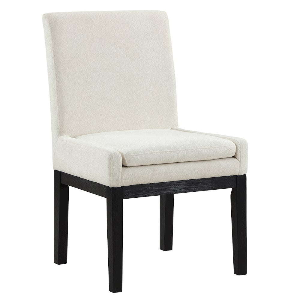 Aubrey 7-Piece Upholstered Parsons Chair Dining Set, Black