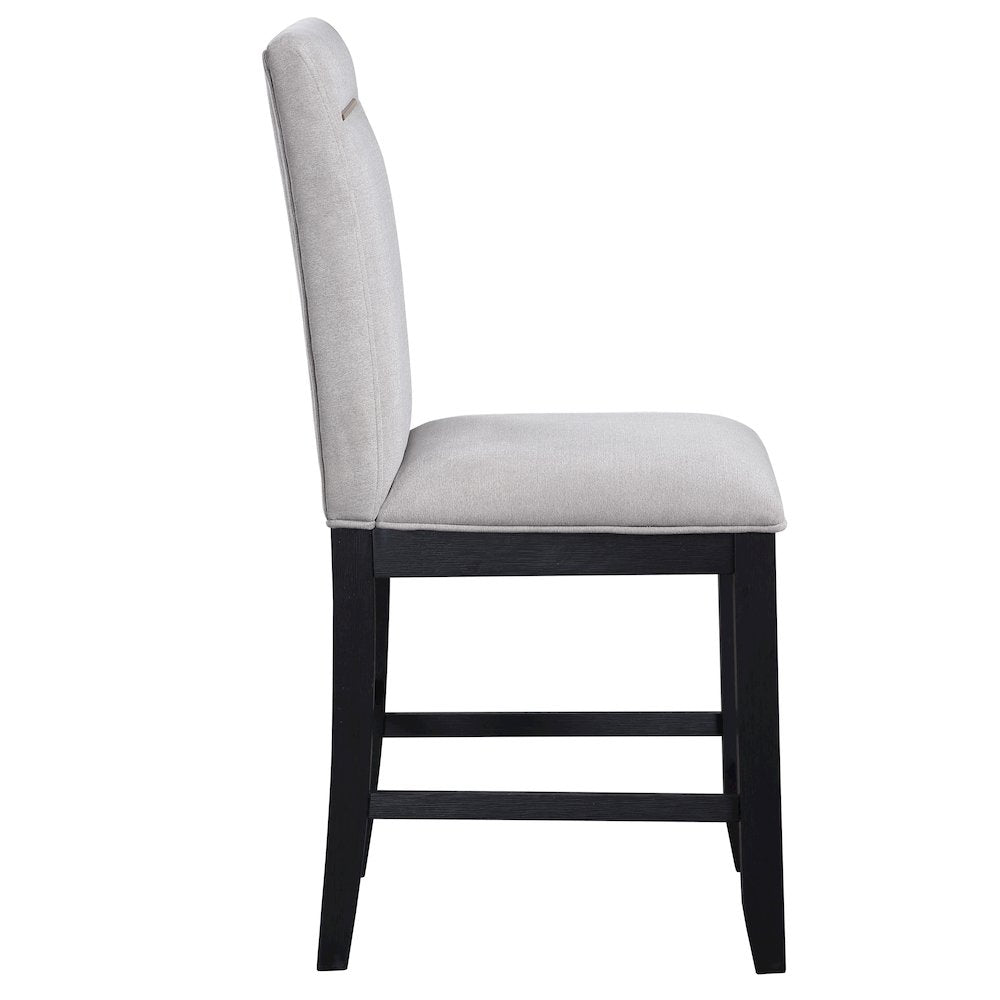 Yves Black Counter Table With 4 Grey Counter Chairs