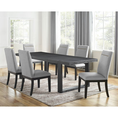 Yves Black Dining Table With 6 Grey Chairs