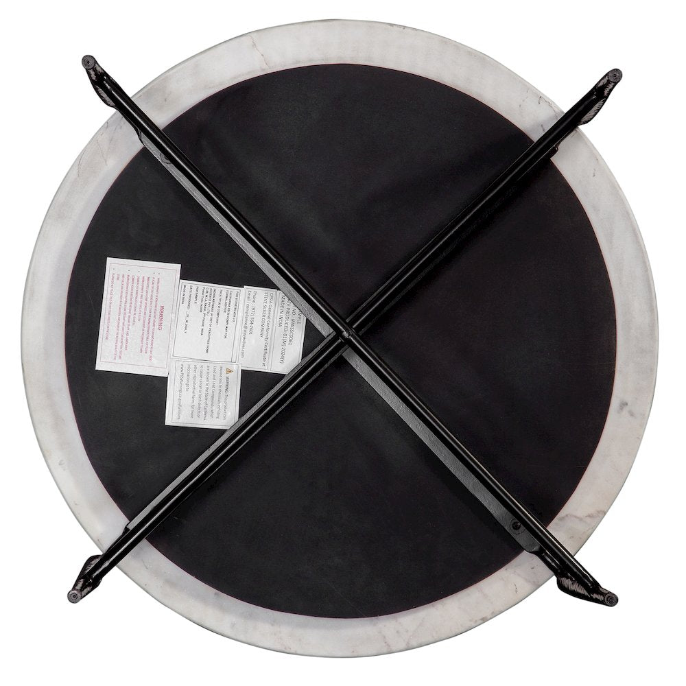 Loxie White Marble Top Round Cocktail Tb
