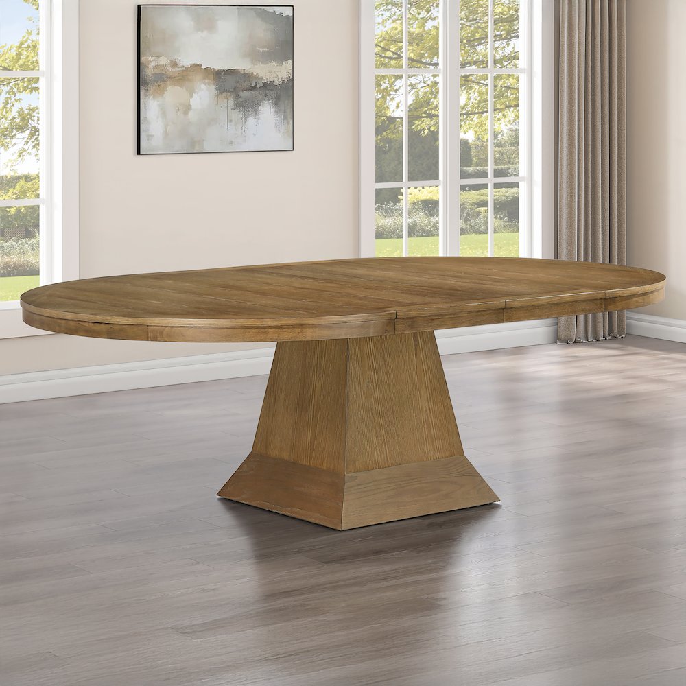 Vaughn Driftwood 7-Piece 60-96" Dining Set, 4 Vaughn Black Side Chairs