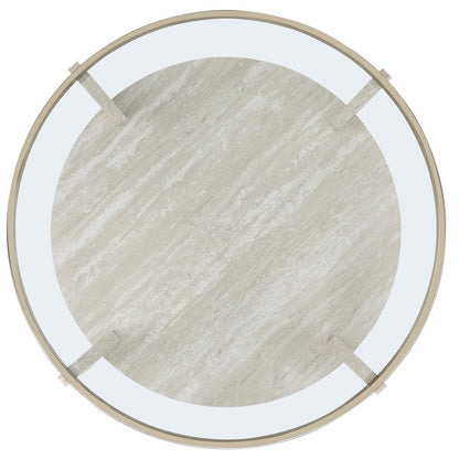 Wanda 42″ Round Glass Top Coffee Table with Casters