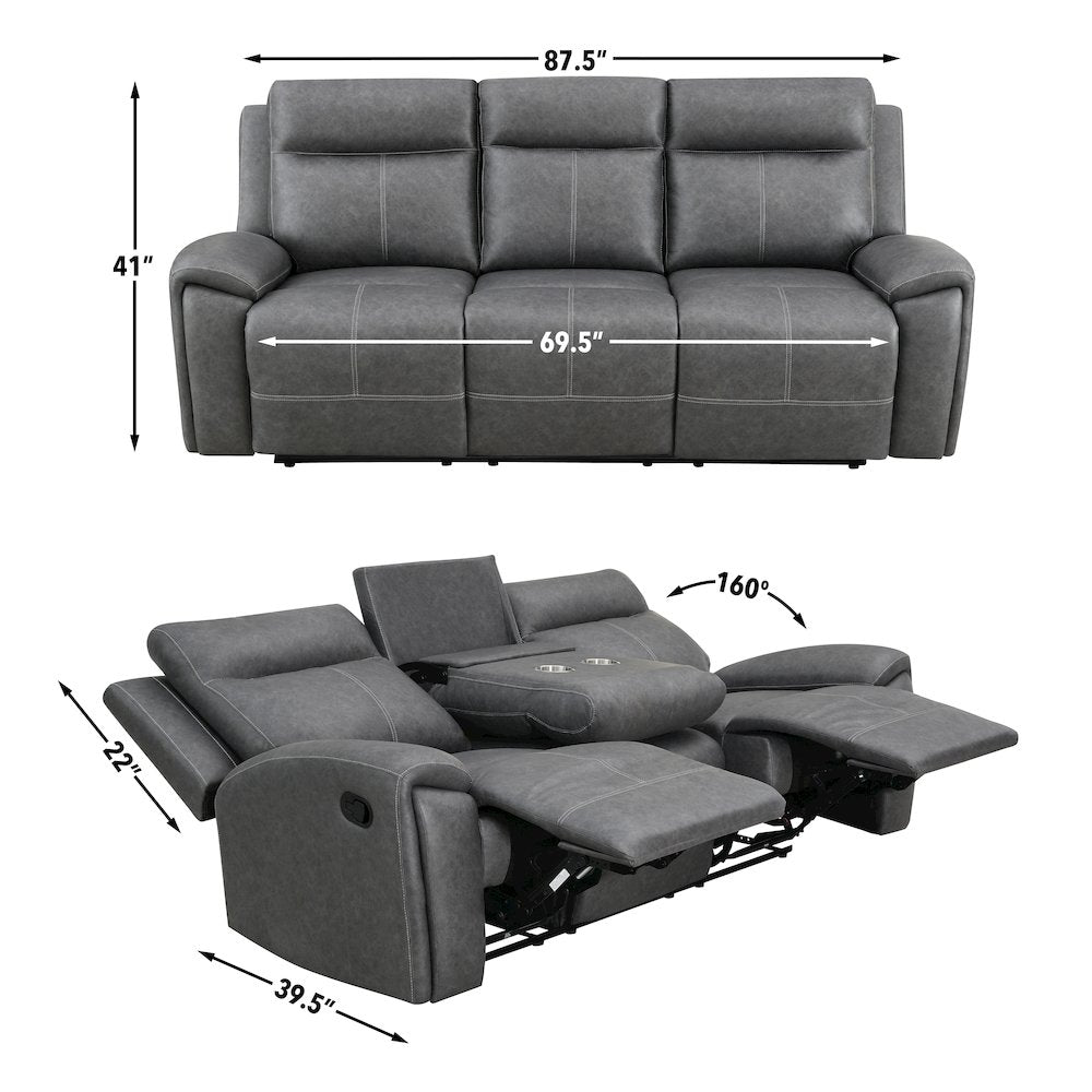 Gaston Manual Reclining Sofa