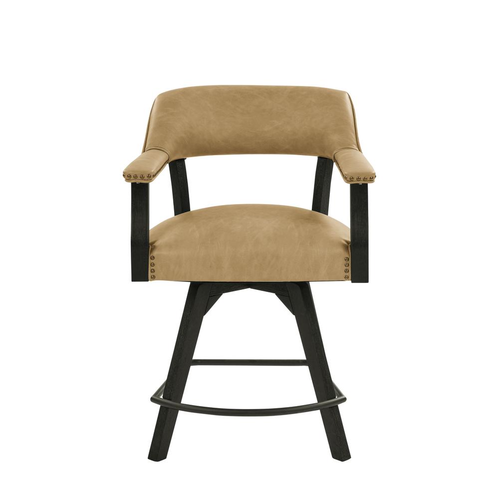 Rylie 24" Counter Captains Chair, Black Finish with Sand Vegan Leather