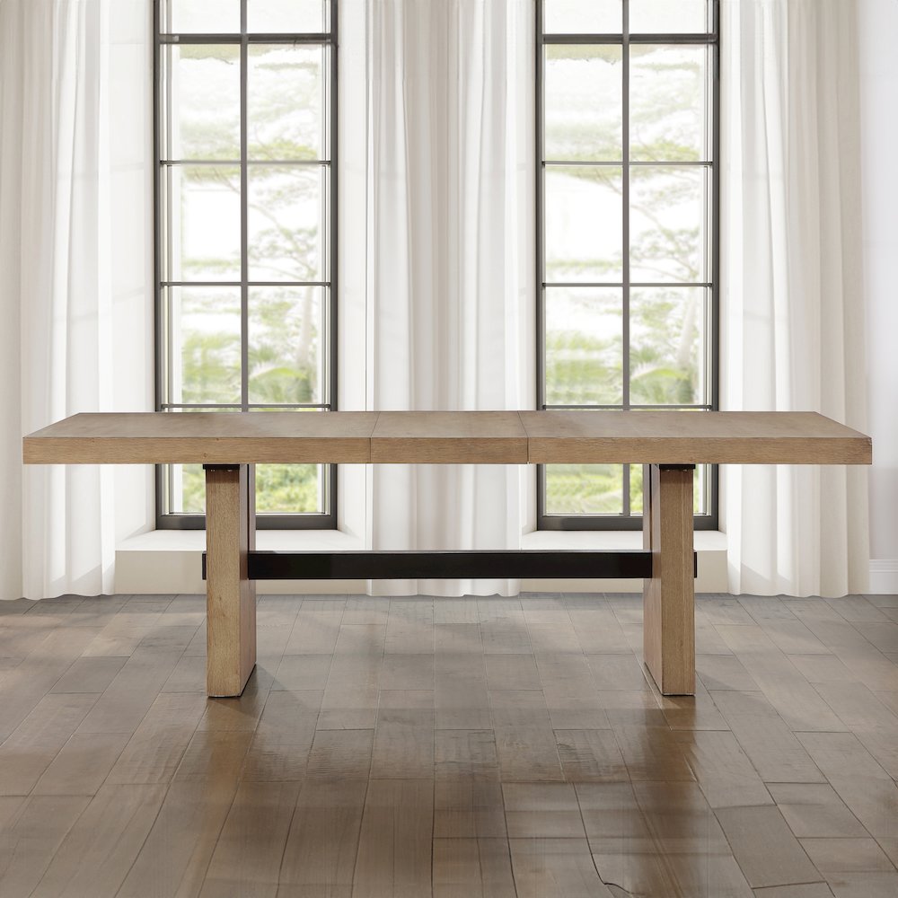 Aubrey 7-Piece 78-96" Dining Table Set with 6 Upholstered Parsons Chairs, Brown