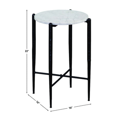 Loxie White Marble Top Round End Table