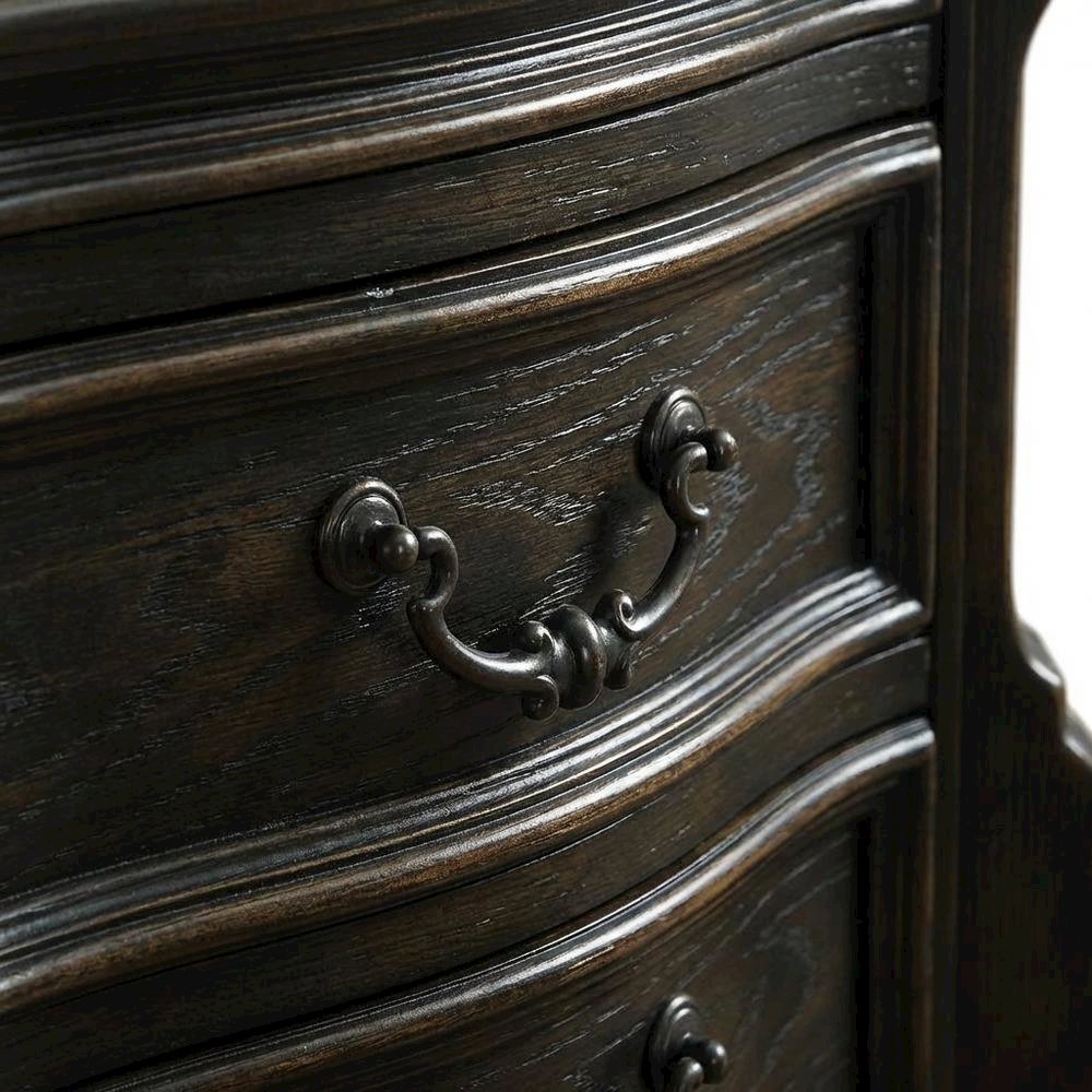 Wooden Nightstand in Warm Oak Finish with Spacious Storage Drawer, Sleek Design