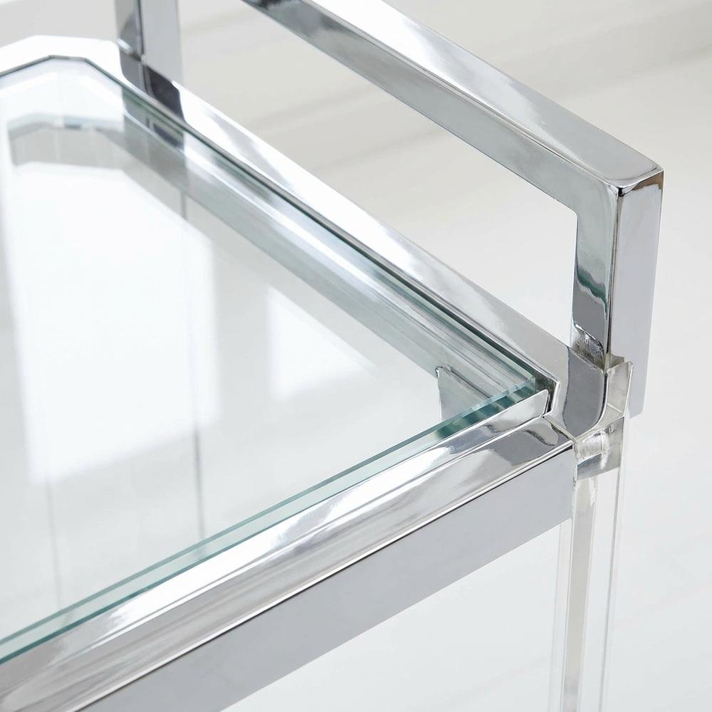 Chrome Kitchen Server Cart with Sturdy Metal Frame and Modern Design