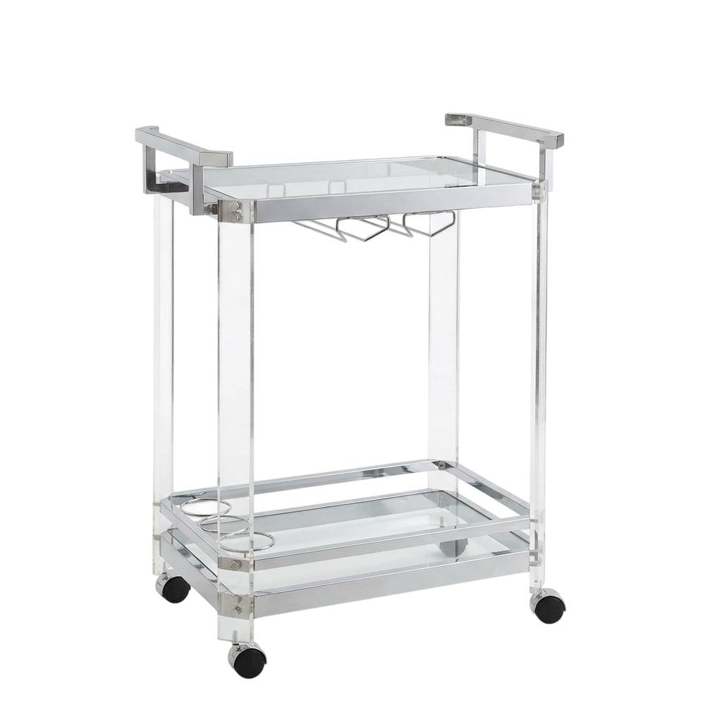 Chrome Kitchen Server Cart with Sturdy Metal Frame and Modern Design