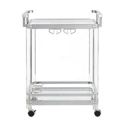 Chrome Kitchen Server Cart with Sturdy Metal Frame and Modern Design