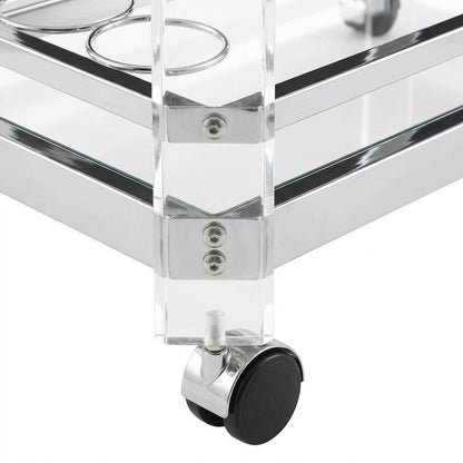 Chrome Kitchen Server Cart with Sturdy Metal Frame and Modern Design