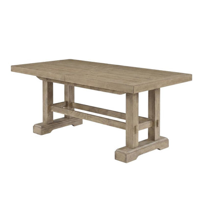Sand Rectangular Dining Table, Double Pedestal, Extension Leaves, Seats 10