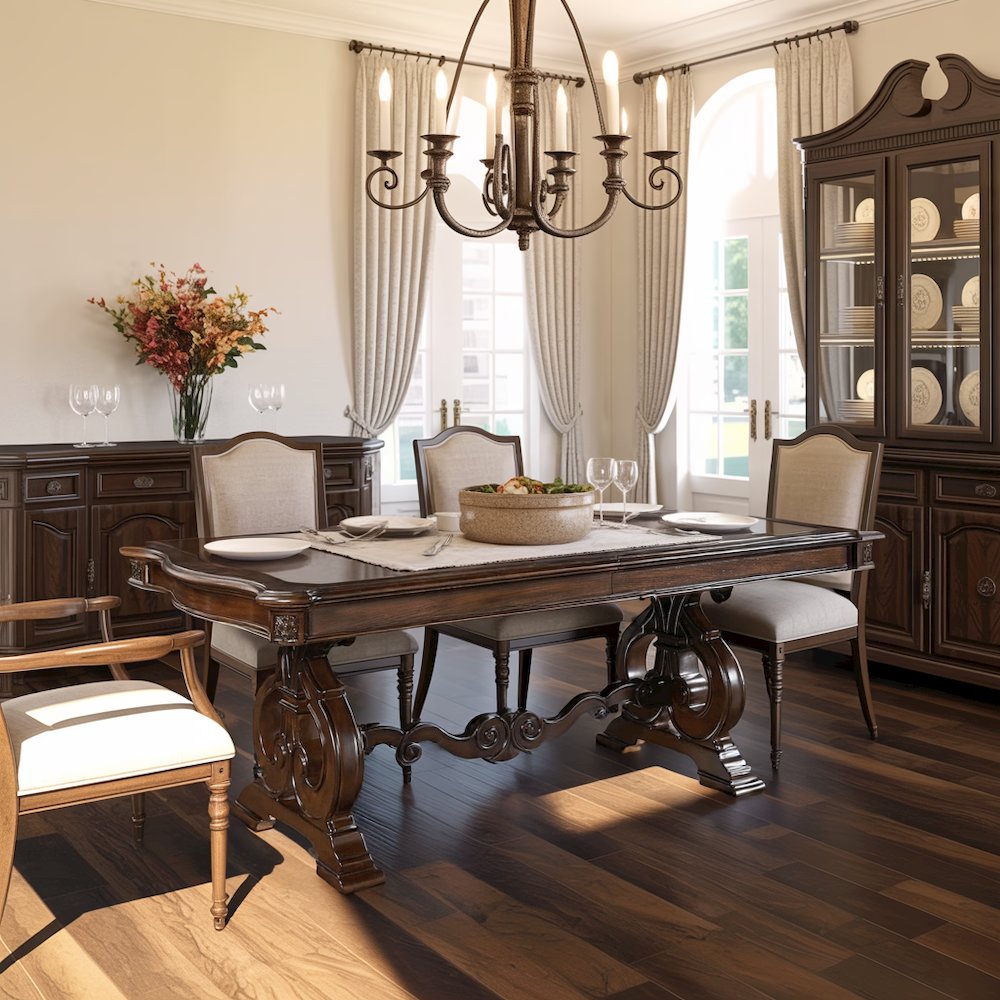 Warm Pecan 96" Extendable Dining Table – Large Oak Veneer Table for 8–10 People