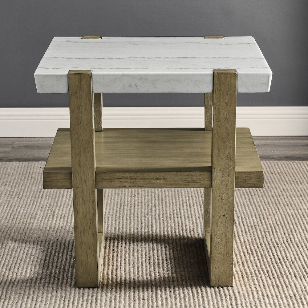Perth White Marble Top End Table