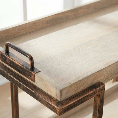 Light Distressed Finish Serving Cart with Ample Storage and Sturdy Construction